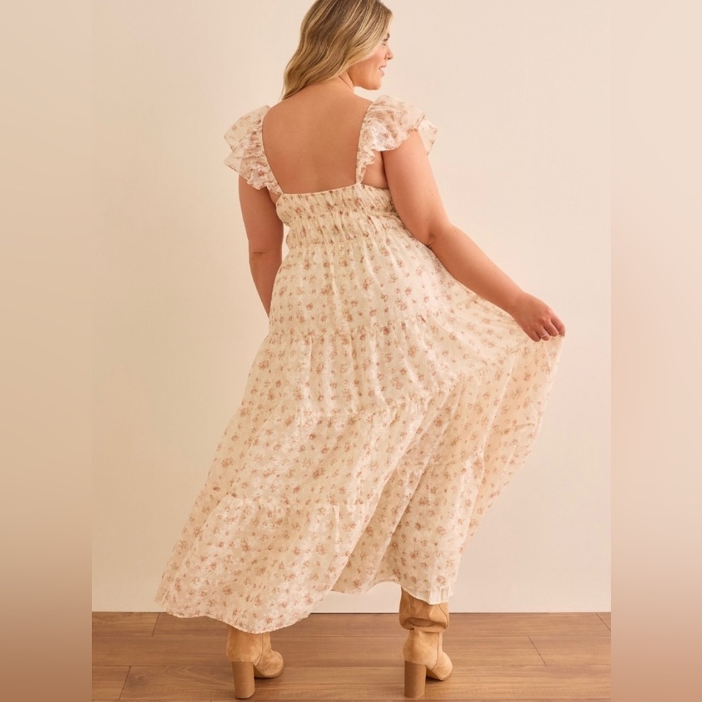 Arula Elisa Chiffon Double Floral Maxi Dress GORGEOUS NWT 0X - Picture 4 of 7